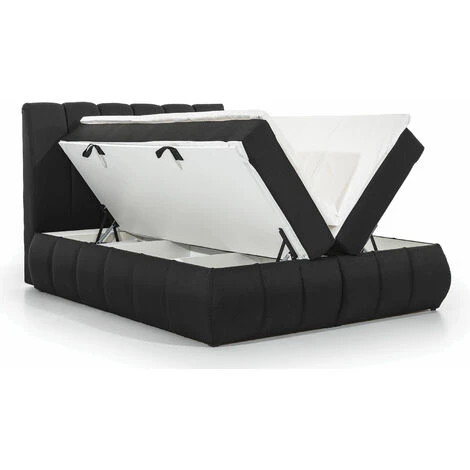 Lit Continental Matelassé Tissu Noir Florencia - Couchage 140x200 Cm – Image 4