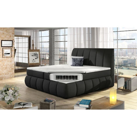 Lit Continental Matelassé Tissu Noir Florencia - Couchage 140x200 Cm – Image 5