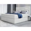 Lit Continental Simili Cuir Blanc Balore - Couchage 140x200 Cm