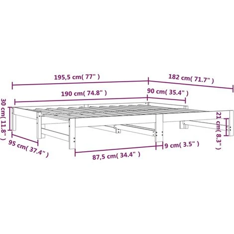 Lit Coulissant Marron Miel 2x(90x190) Cm Bois De Pin Massif VidaXL – Image 3