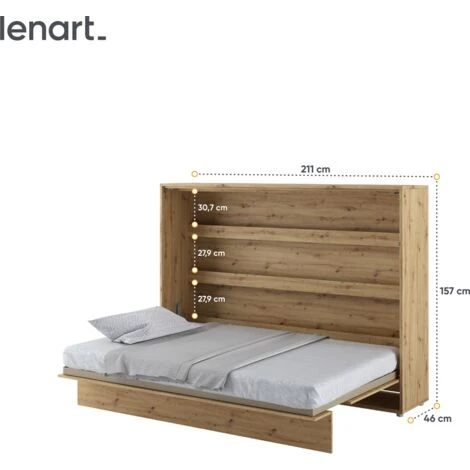 LENART Lit Escamotable BED CONCEPT 04 140x200 Horizontal Chêne Artisanal – Image 3