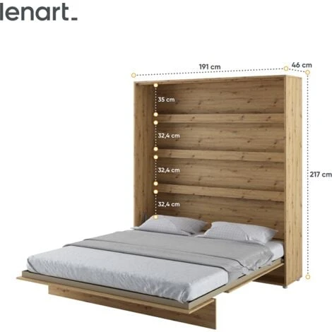 LENART Lit Escamotable BED CONCEPT 13 180x200 Vertical Chêne Artisanal – Image 3