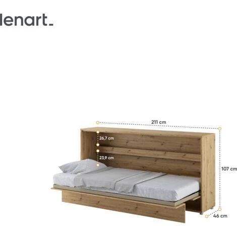 LENART Lit Escamotable BED CONCEPT 06 90x200 Horizontal Chêne Artisanal – Image 3