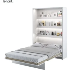 LENART Lit Escamotable BED CONCEPT 01 140x200 Vertical Blanc Mat