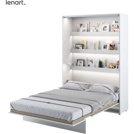 LENART Lit Escamotable BED CONCEPT 01 140x200 Vertical Blanc Mat