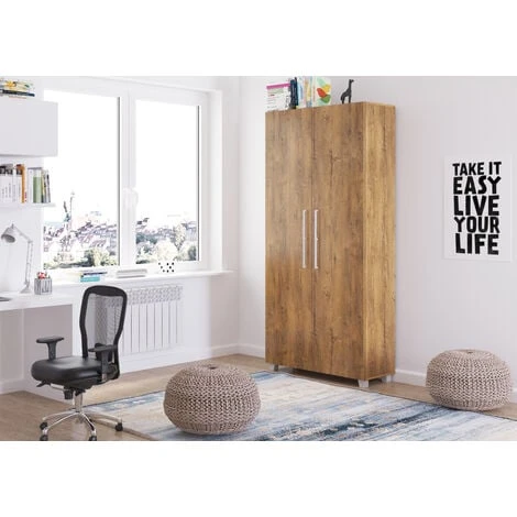 Lit Escamotable TEDDY 90x200cm Vertical Chêne Bordeaux – Image 2