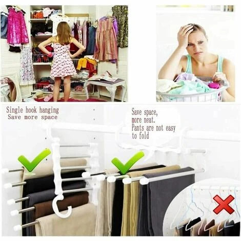 Cintre Pantalon, 4Pcs Cintre Gain De Place Cintre Magique Cintre Pliable Voyage En Acier Inoxydable Cintres Porte-Pantalons,Pour Pantalons Robes Cravate Serviettes â Image 4