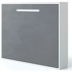 Lit Escamotable Horizontal 140x190 Cm Optima - Poignée Fine Acier Brossé - Matelas Sans Matelas - Façade Anthracite - Coffrage Chocolat