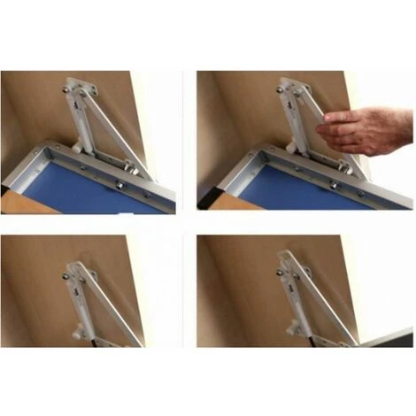 Lit Escamotable Vertical 140x190 Cm Avec Canapé Tissu Kimber - Canapé Gris Foncé - Coffrage Gris Béton - Façade Gris Béton – Image 4