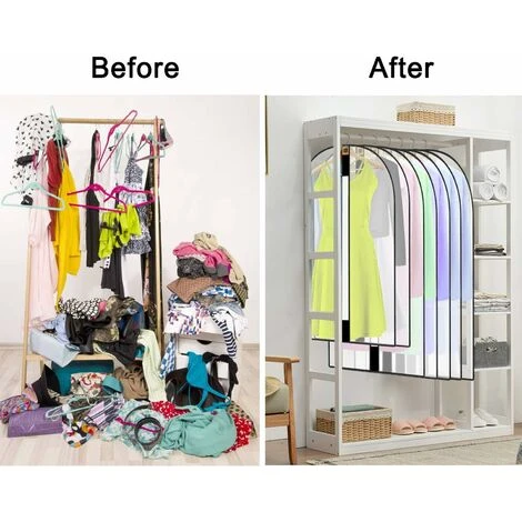 12PCS Housses De Vêtements Avce Zip, Anti Poussière Etanche Mite Humidité, Anti-Poussière Housses De Protection Transparentes Pour Chemise Costumes Manteaux Clothes Covers Sac De Vêtement – Image 2