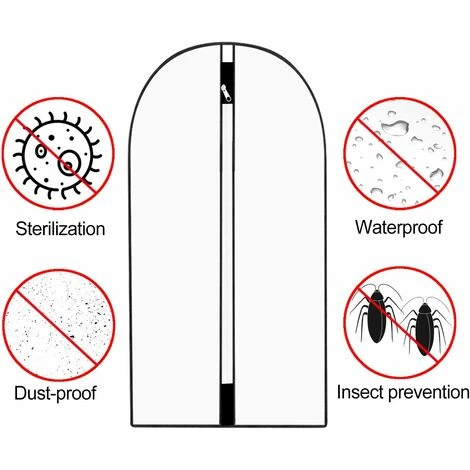 12PCS Housses De Vêtements Avce Zip, Anti Poussière Etanche Mite Humidité, Anti-Poussière Housses De Protection Transparentes Pour Chemise Costumes Manteaux Clothes Covers Sac De Vêtement – Image 4