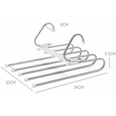 Héloise 2 Pièces Cintre Porte-Pantalon 5 En 1 Cintre De Pantalons En Acier Inoxyable Multi-Usages Cintre Gain De Place Pour Jeans Pantalons Echarpe Cravate – Image 2