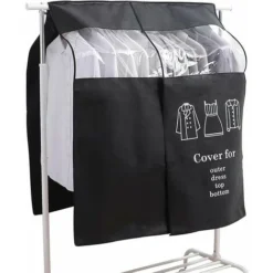 GP Housse Protège Housses De Vêtements 90 × 110cm Housse De Anti-Poussière Protection Portant Universelle Garment Covers （Noir）