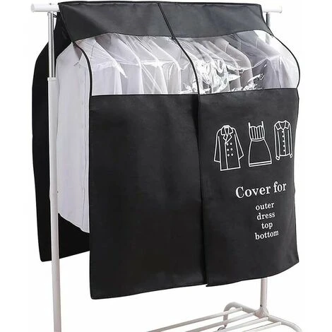 GP Housse Protège Housses De Vêtements 90 × 110cm Housse De Anti-Poussière Protection Portant Universelle Garment Covers (Noir)