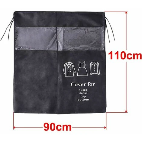 GP Housse Protège Housses De Vêtements 90 × 110cm Housse De Anti-Poussière Protection Portant Universelle Garment Covers (Noir) – Image 4