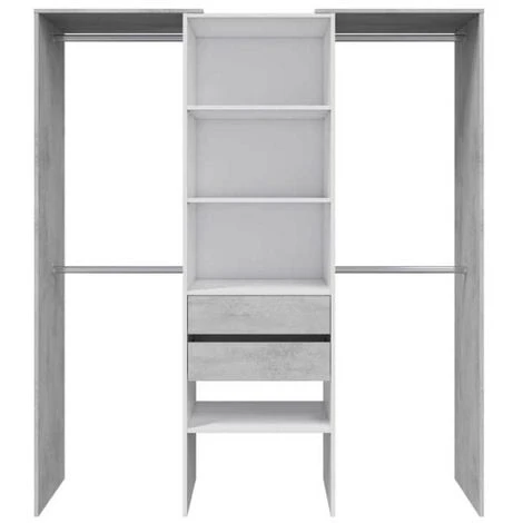 Aménagement Dressing Blanc/Béton Clair - KIYIN - L 179 X L 50 X H 202 Cm – Image 2