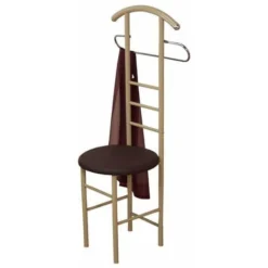 Chaise De Chambre / Valet De Nuit Portant En Acier Beige Et Synthétique Marron