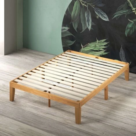 ZINUS MOIZ Lit Adulte 140x190 cm Avec Cadre De Lit En Pin Naturel Massif – Image 3