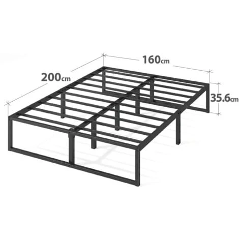 ZINUS LORELEI Lit 160x200 cm Avec Sommier à Lattes Et Cadre En Métal Noir – Image 3