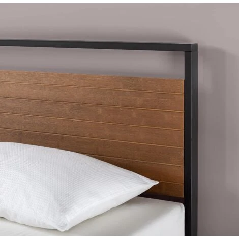 ZINUS SUZANNE Lit Double 140x190 cm Avec Cadre En Métal Et Tête De Lit En Bois Massif – Image 4