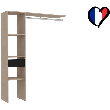 Dressing Bois Avec 3 étagères, 1 Tiroir Et Une Penderie : 138 X 40 X 180 Cm ELYSEE – Image 3