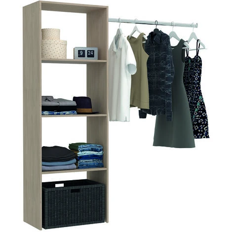 Dressing Bois Avec 3 étagères Et Une Penderie : 160 X 40 X 180 Cm ELYSEE – Image 2