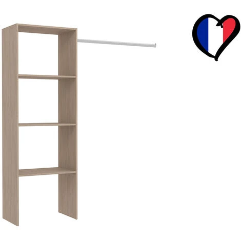 Dressing Bois Avec 3 étagères Et Une Penderie : 160 X 40 X 180 Cm ELYSEE – Image 3