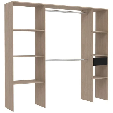 Dressing Bois Avec 6 étagères, 1 Tiroir Et 2 Penderies : 198 X 40 X 180 Cm ELYSEE