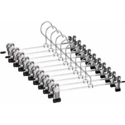 Cintres Porte-Pantalons Antidérapant Cintres Pour Pantalons En Métal Avec Clips Réglables Cintres De Pantalon Pour Jupes, Pantalons, Jeans 28 Cm (Lot De 10)