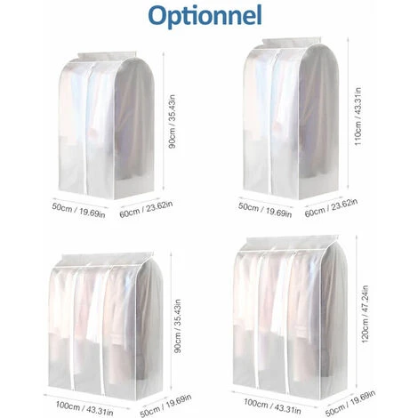 Sac De Rangement Suspendu Pour Vêtements De Garde-robe Sac Suspendu Sac De Protection Pour Vêtements De Grande Capacité Translucide, Résistant à La Poussière Et à L'humidité, 1Pc, 60 50 90Cm - 60 5 – Image 5
