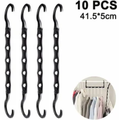 10 Pièces Cintres Magiques Gain De Place Cintres Organisateur Placard Intelligent économiseur D'espace Avec Plastique Robuste Pour Vêtements Lourds, Noir
