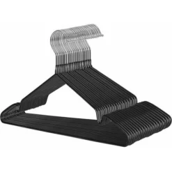 Cintres Métalliques Par Lot De 20, Finition Antidérapante Ø 4 Mm Revêtement PVC Gain De Place, Crochet Pivotant, Antidérapant, Longueur 42