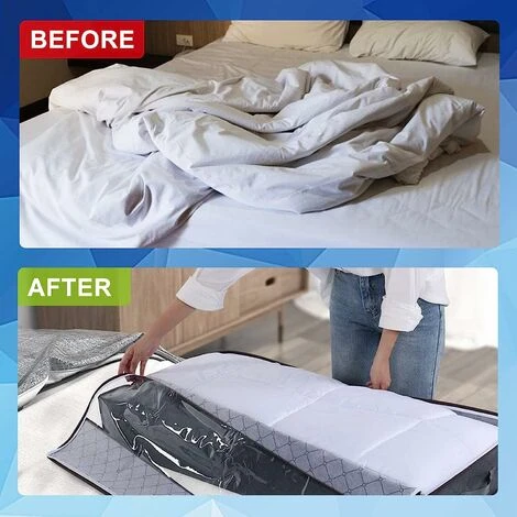 Sac De Rangement Sous Lit Lot De 3, Rangement Sous Lit Grande Non-Tisse Pliable, Sacs De Rangement Pour Couette édredons Couvertures Oreillers Jouets Vêtements (100x 50 X 15 Cm) 90L – Image 4