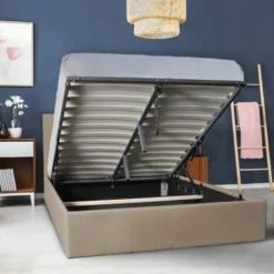 Lit Coffre PARMA 140x190 + 1 Sommier / Beige/ 201x149x99