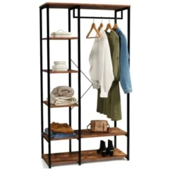 Dressing Penderie étagère DAYTON Effet Vieilli Design Industriel