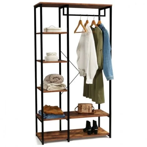 Dressing Penderie étagère DAYTON Effet Vieilli Design Industriel