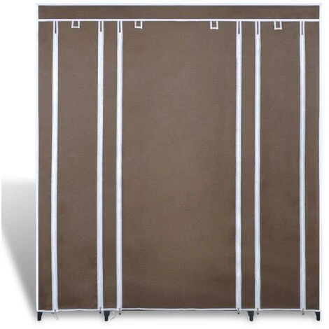 Armoires Penderie étagère Tissu Non-tissé Marron Hauteur 180 Cm Entrée Chambre Camping – Image 2