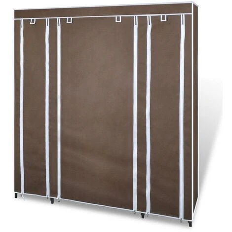 Armoires Penderie étagère Tissu Non-tissé Marron Hauteur 180 Cm Entrée Chambre Camping – Image 3