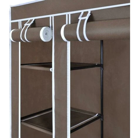 Armoires Penderie étagère Tissu Non-tissé Marron Hauteur 180 Cm Entrée Chambre Camping – Image 4