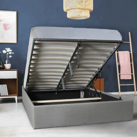 Lit Coffre GENOA 160x200 + 1 Sommier / Gris Clair/ 210,5x169x30