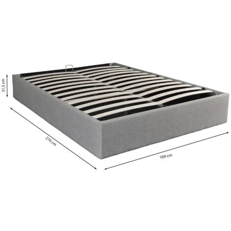 Lit Coffre GENOA 160x200 + 1 Sommier / Gris Clair/ 210,5x169x30 â Image 4