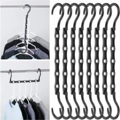 Cintres Magiques,10 Gain De Place Crochet,Cintre Multifonctionnel Vertical & Horizontal,Organiseur Penderie T Pivotant à 360° Gagner 3 Fois Plus De Place Rangment Cintres Pour Vêtements,Sacs,Noir QtZO