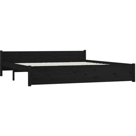 CHIC Lit Double - MAISON - 2 Place Cadre De Lit Avec Tiroirs Noir 200x200 Cm NEUF8653 – Image 5