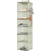 Cosstcoss Étagère De Penderie à Suspendre Pliable,6 Niveaux,Rangement De Placard Suspendu,Organisateur De Vêtements Avec Renfort Intérieur,Rangement Chaussure Beige