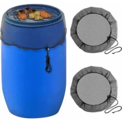 2Pcs Filet Pour Citerne De Pluie, 80 Cm Filet De Protection Pour Tonneau De Pluie Avec Cordon De Serrage, Réglable Housse Pour Tonneau De Pluie Ronde, Protection Contre Feuilles, Moustiques JfHxOGH51z