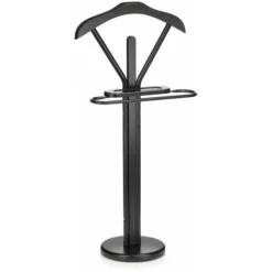 Valet De Chambre MATTEO Chevalet De Nuit Portant Pour Vêtements, Structure En Métal Et En Bois Laqué Noir