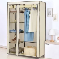 GUOYIHUA® Armoire De Rangement, Penderie De Vêtement Pliable En Tissu Non-tissé, 110 X 45 X 175 Cm, Beige