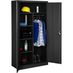 Vestiaire Métallique Comprenant 6 Casiers Et 1 Penderie Intégrée - Meuble De Rangement, Armoire Vestiaire, Meuble Vestiaire - 90 Cm