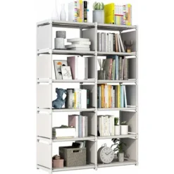 PEAK Rangement En Cubes, étagères De Rangement à 5 Niveaux Et 10 Cubes, étagère Bibliothèque Pour Salon, Salle D'étude, Chambre Et Bureau (gris)