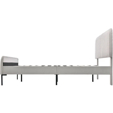 Lit Capitonné Adulte, Avec Sommier à Lattes, Tête De Lit Réglable, Style Scandinave, Tissu Lin - Beige - 160 X 200cm – Image 5